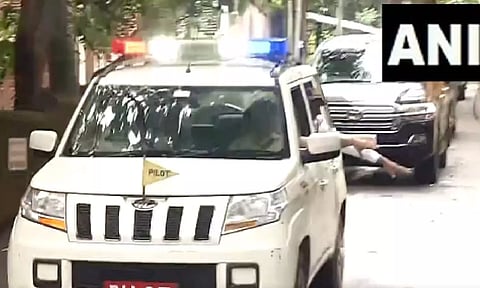 NCP chief Sharad Pawar leaves his residence for Delhi where the party's National Executive meeting is scheduled for today. (ANI)