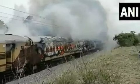 Fire breaks out on three coaches of Falaknuma Express. (ANI)