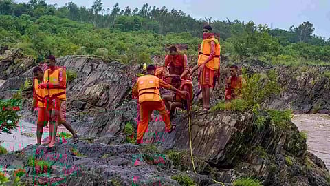 Four people who were trapped in a flash flood in Jammu (Photo: PTI)