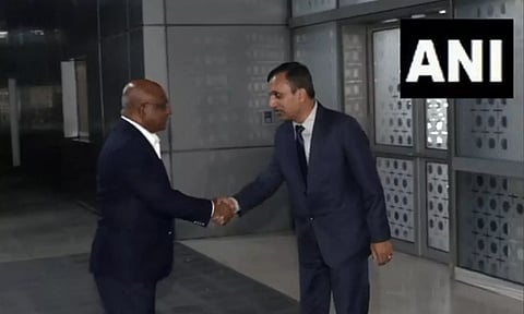 Maldives Foreign Minister Abdullah Shahid arrives in India. (ANI)