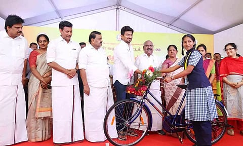 Udhayanidhi Stalin inaugurated the bicycle initiative in Chepauk-Triplicane constituency for government and government-aided students 