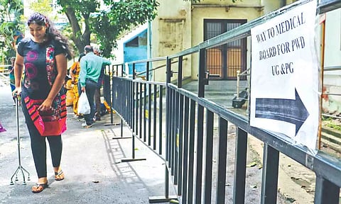 A disabled candidate at RGGGH on Monday