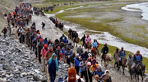 The yatra to the 3,880-metre-high holy cave shrine takes place from the twin routes of Pahalgam in south Kashmir and Baltal in Ganderbal district of central Kashmir.
