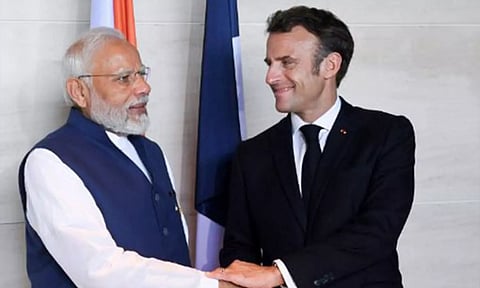 PM Modi and French President Emmanuel Macron. (Reuters)