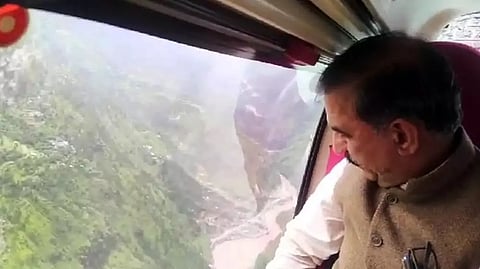 Himachal Pradesh Chief Minister Sukhvinder Singh Sukhu conducted an aerial survey of the flood-affected areas