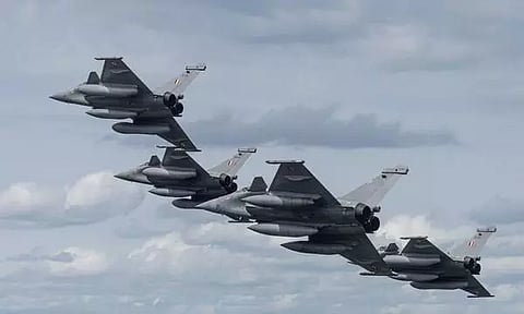 Three Indian Rafale that took part this year in multiple bilateral exercises.(ANI)