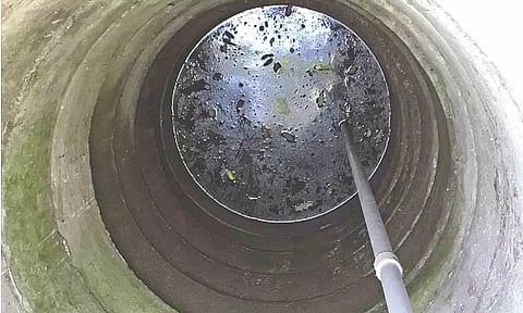Layer of oil found in the well located in the residential township