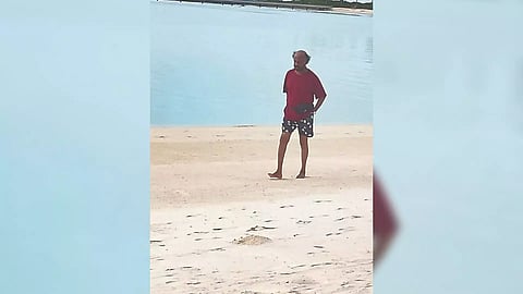 Rajnikanth wearing a red-coloured t-shirt paired with black shorts