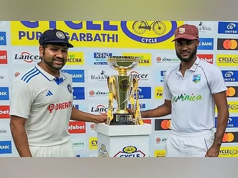 Rohit Sharma and Kraigg Brathwaite (Picture credit:ANI)