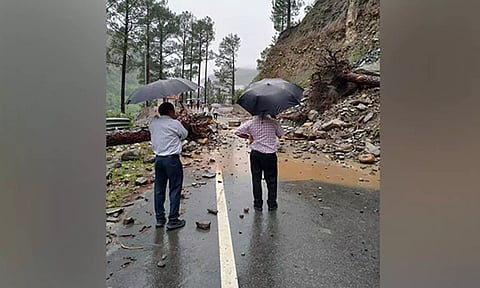 Yamunotri National Highway blocked due to falling debris on Saturday. (ANI)