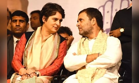 Priyanka Gandhi with Rahul Gandhi.