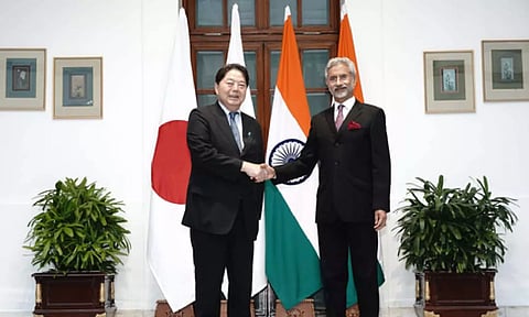 Japanese Foreign Minister Yoshimasa Hayashi with External Affairs Minister S. Jaishankar