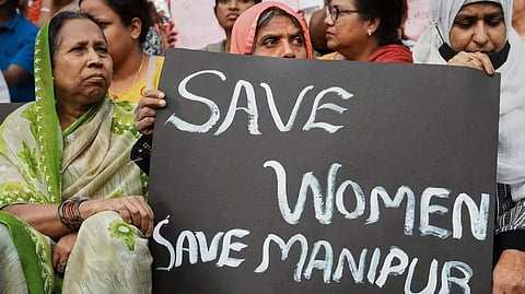 Women in Bengaluru hold protest against the violence in Manipur