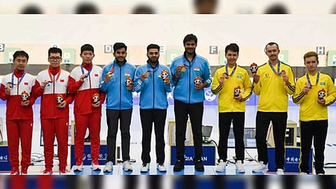 India surpassed the shooting men's 10m air rifle team world record (Photo: IANS)