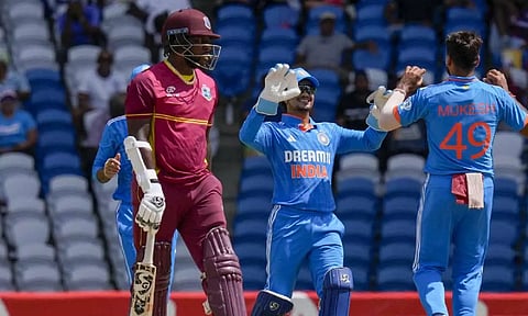 India thrash West Indies by 200 runs in third ODI to win series (AP)