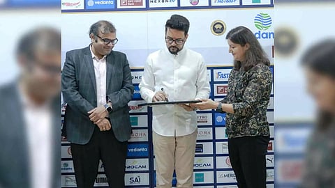 Anurag Singh Thakur on Wednesday registered as the first participant for the Delhi Half Marathon 2023 (Photo: IANS)