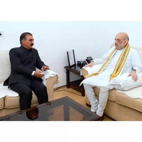 Himachal Pradesh CM Sukhvinder Sukhu with Union Home Minister Amit Shah (IANS)