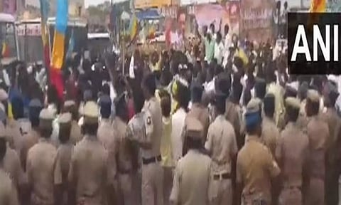 Visual from the spot where PMK workers clashed with police (ANI) 
