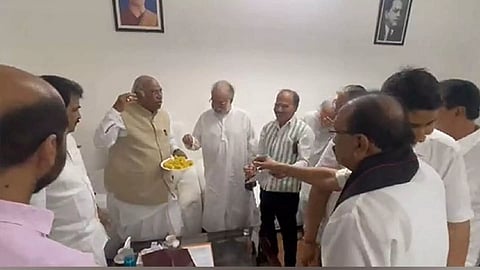 Congress leaders celebrating Rahul Gandhi's restoration of Lok Sabha membership (Photo/ANI)