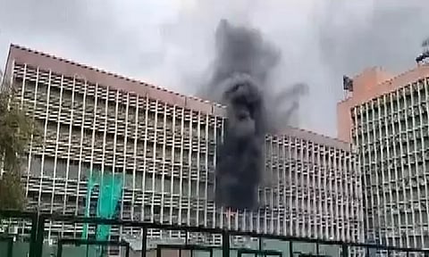 Visual of fire in AIIMS, Delhi. (ANI)