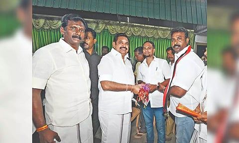 Functionaries from various parties joining AIADMK in the presence of Edappadi K Palaniswami in Vellore recently.