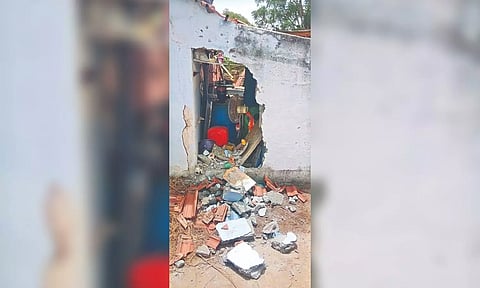 Damaged house in Tirupur,