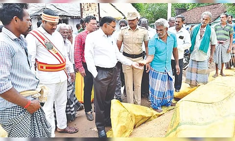 Mayiladuthurai Collector AP Mahabharathi inspecting a DPC at Sirkazhi on Thursday.