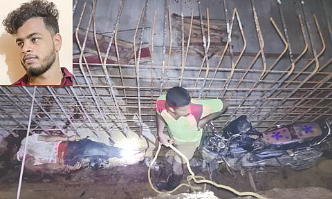 Rama Guna (inset) was flung into trench along the service road.