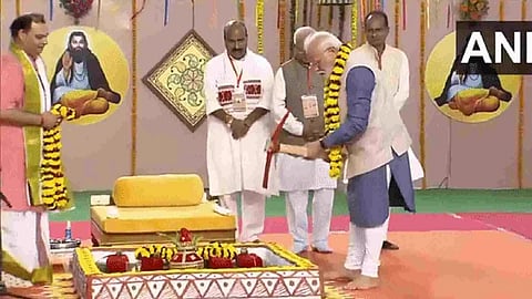PM Modi during the Bhoomi Poojan ceremony (Photo/ANI)