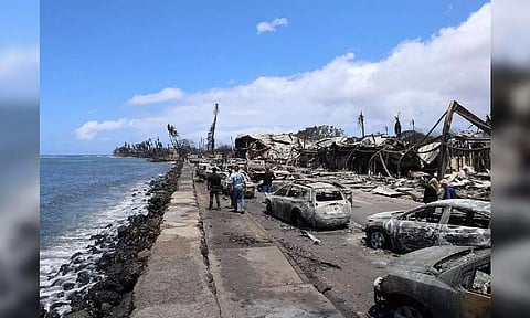  A view of damage cause by wildfires in Lahaina, Maui, Hawaii