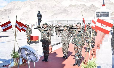 The Indian delegation at the 19th round of India-China Corps Commander-level talks is likely to be headed by Lt. Gen. Rashim Bali (centre), the Commander of the Leh-headquartered 14 Corps. (Twitter/firefurycorps)