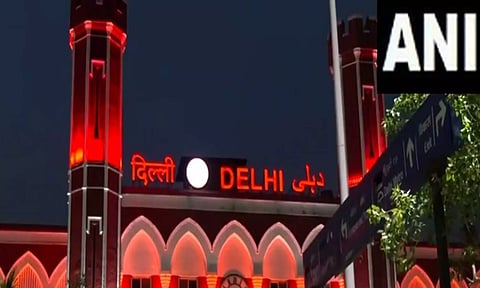 New Delhi Railway Station illuminated on Independence Day (ANI)