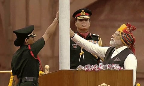 Prime Minister Narendra Modi at Red Fort (ANI)