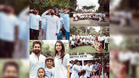 Allu Arjun celebrating Independence Day with his family and staff (Photo: IANS)