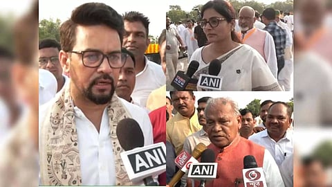 Anurag Thakur, Anupriya Patel and Jeetan Ram Manjhi at former PM Vajpayee's commemoration event. (Photo/ANI)