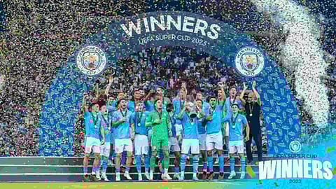 Manchester City edged Sevilla in a penalty shootout to clinch their first UEFA Super Cup (Photo: IANS)