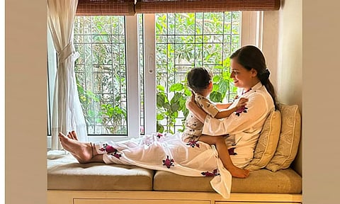Dia Mirza with son Avyaan (Image: ANI)