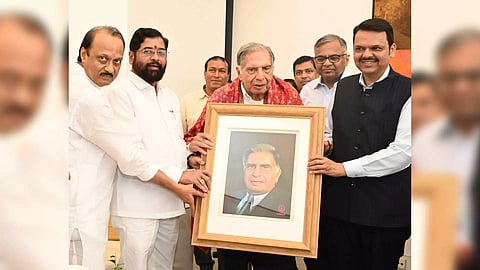 Veteran industrialist Ratan Tata was on Saturday conferred the first ever ‘Udyog Ratna’ award (Photo: X/@Dev_Fadnavis)