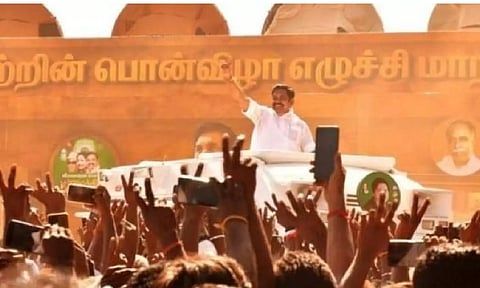 EPS addressing the gathering at the AIADMK Conference in Madurai on Sunday (Twitter)