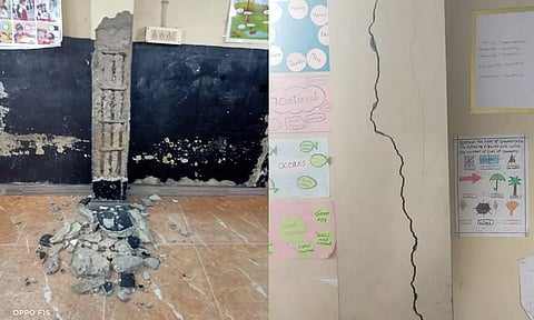 Chennai Corp school pillar collapses, parents & students stage protest