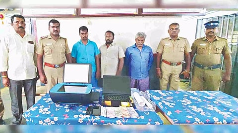 Accused persons with seized materials