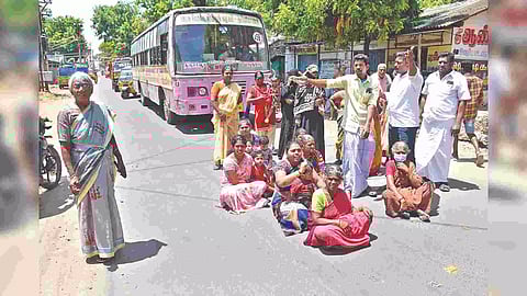 Residents blocking vehicles on Wednesday