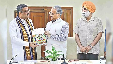Minister Dharmendra Pradhan (left) released NCF for School Education on Wednesday