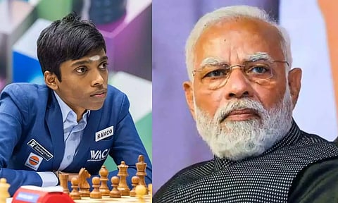 R Praggnanandhaa; PM Modi (PTI)