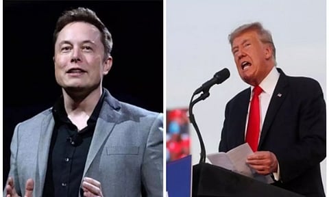 Former US President Donald Trump (R) and Tesla CEO Elon Musk (L)