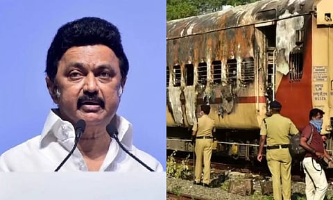 MK Stalin; Security personnel at the accident spot (PTI)
