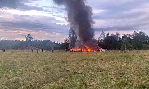 Private plane crashed in Moscow's Tver region & Wagner Chief Yevgeny Prigozhin was on the list of passengers. (AFP)