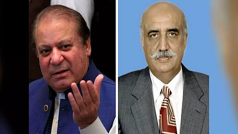 PML-N Supremo Nawaz Sharif and PPP leader Khursheed Shah (Photo/ANI)