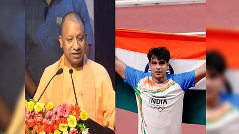 UP Chief Minister Yogi Adityanath and Neeraj Chopra (Photo/ANI)