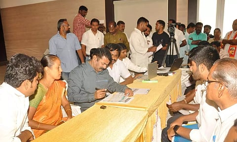 NTK coordinator Seeman at a meeting in Erode on Tuesday